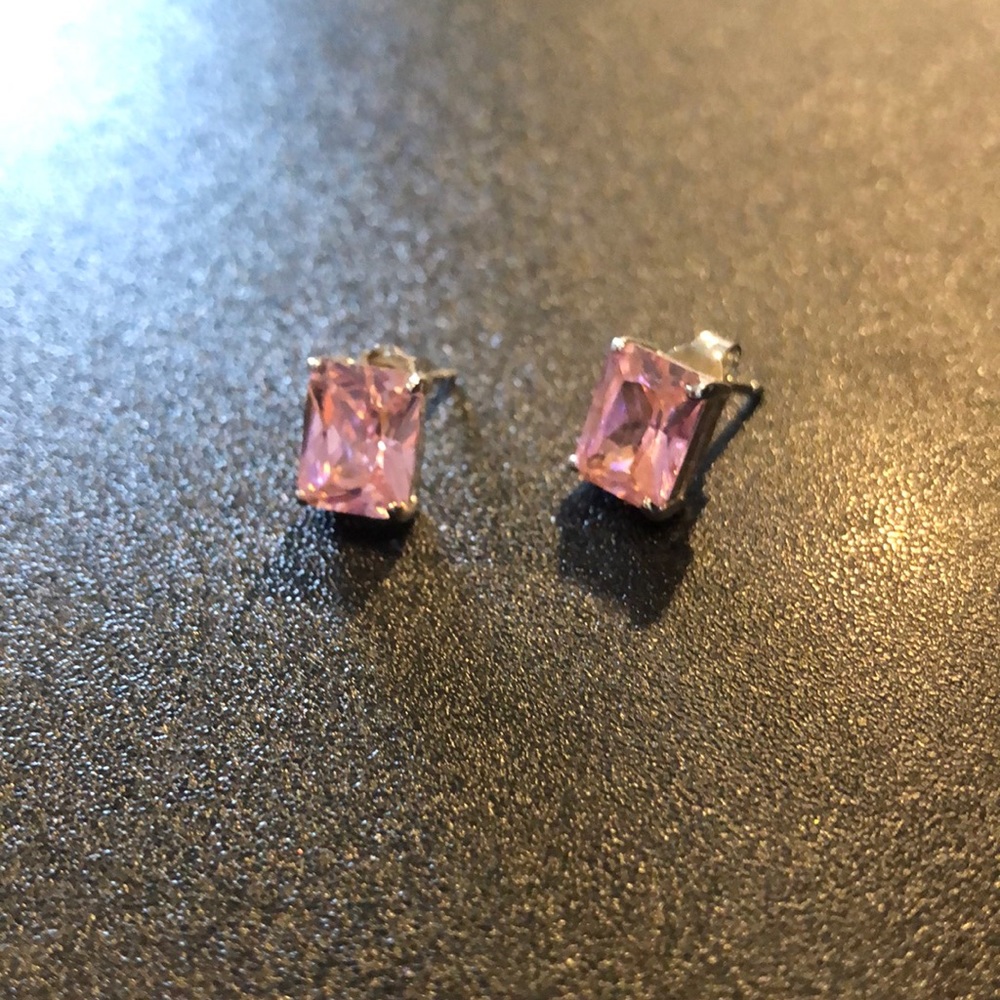 Sterling silver and pink stone earrings